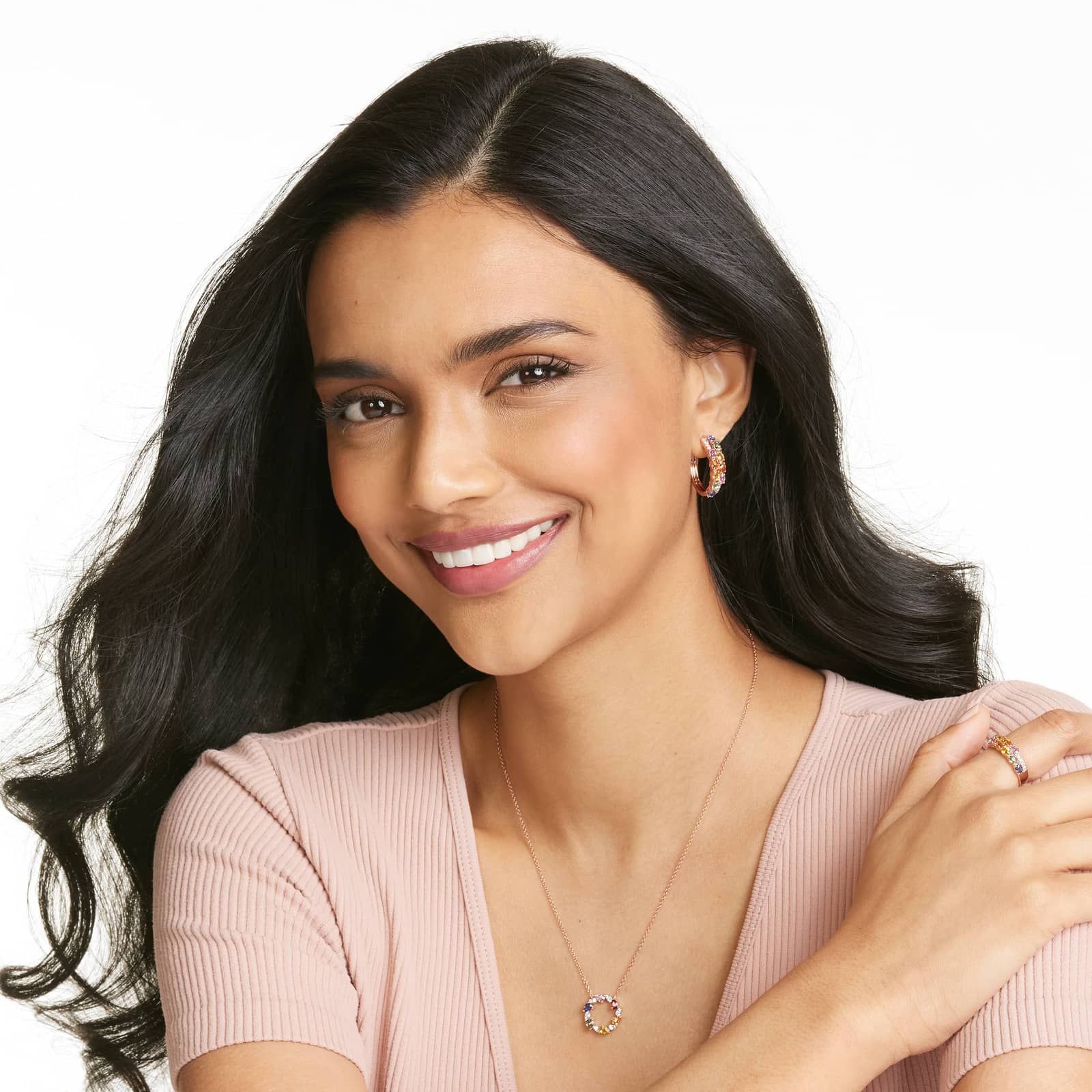 Prism Multi-Color Sapphire Ring In 14K Rose Gold