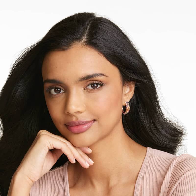 Prism Multi-Color Sapphire Hoop Earrings In 14K Rose Gold