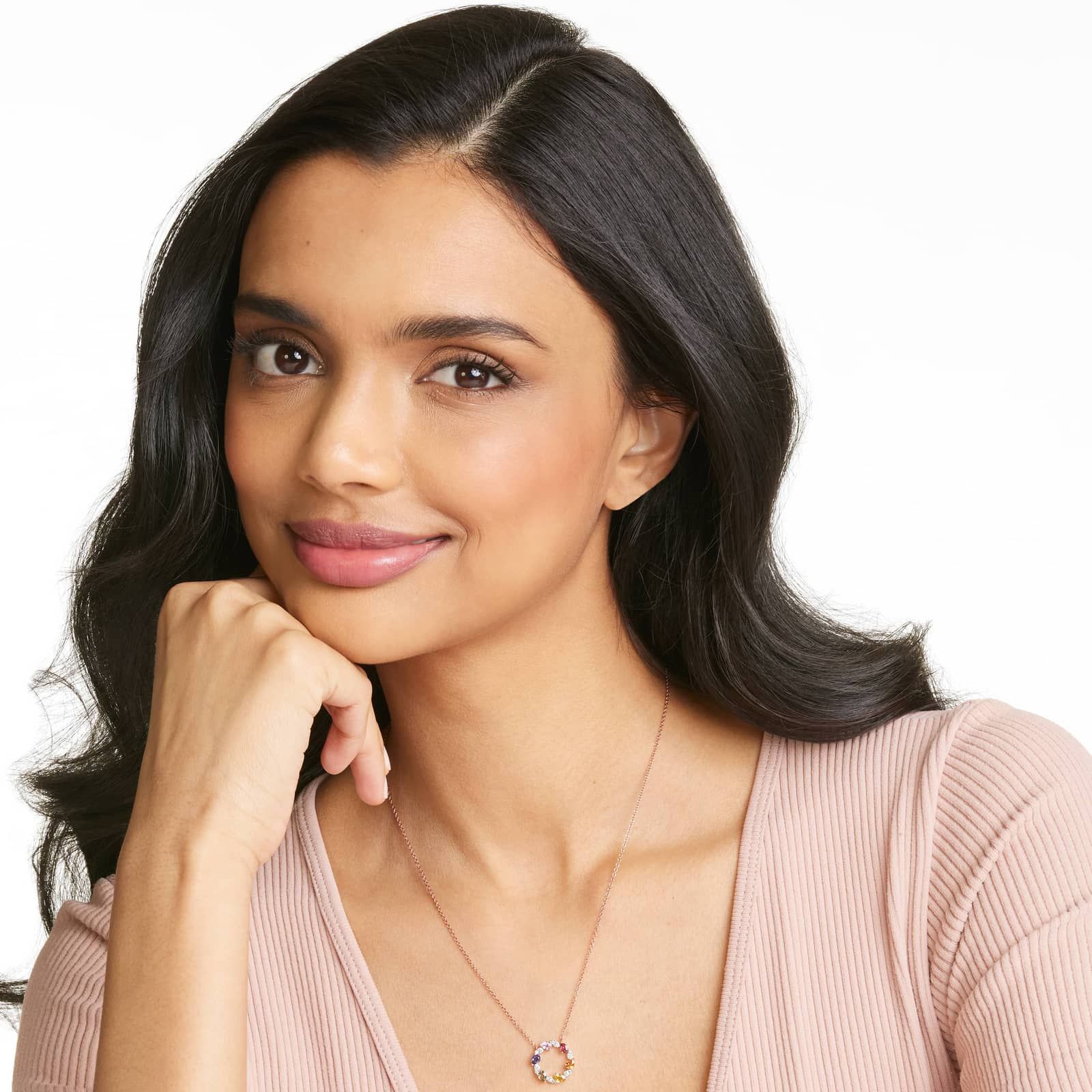 14K Rose Gold Prism Multi-Color Sapphire Necklace