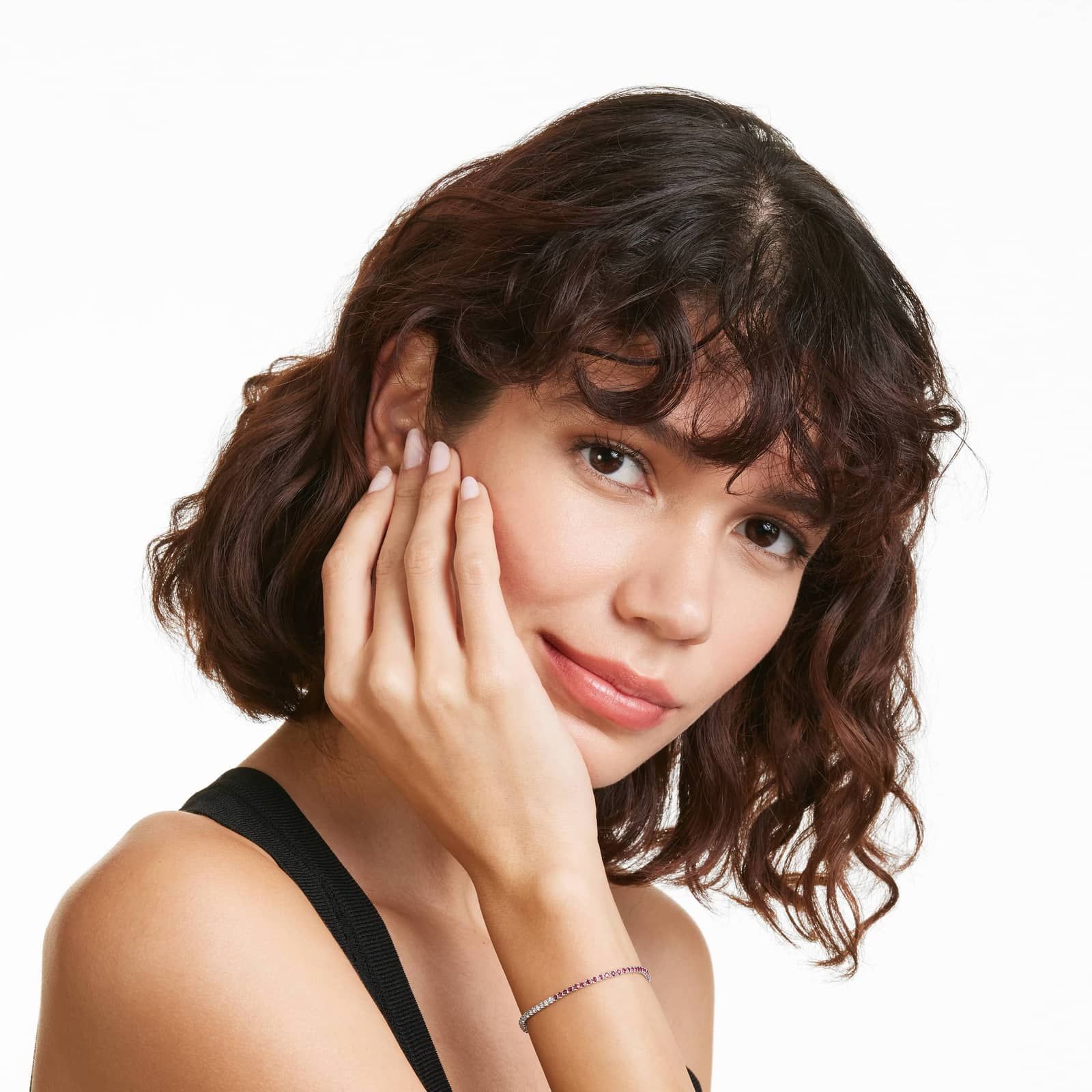 Half And Half Ruby And Diamond Tennis Bracelet In 14K White Gold