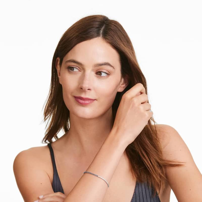 Half And Half Sapphire And Diamond Tennis Bracelet In 14K White Gold