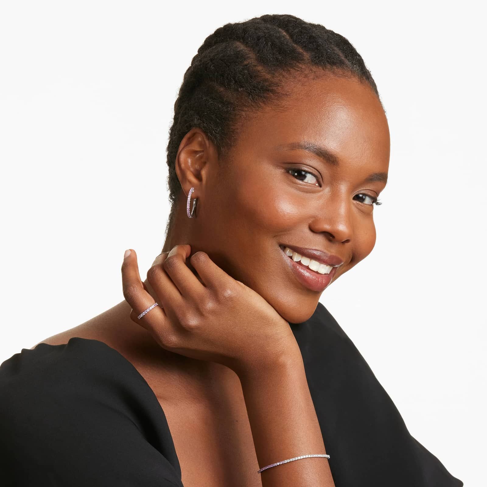 Half And Half Pink Sapphire And Diamond Tennis Bracelet In 14K White Gold