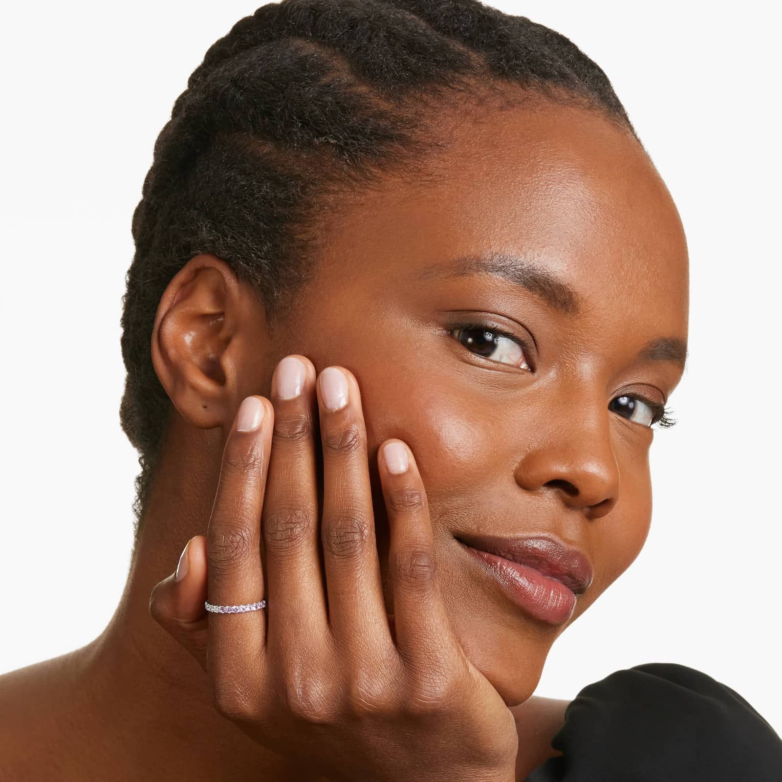 Half And Half Pink Sapphire And Diamond Eternity Ring In 14K White Gold