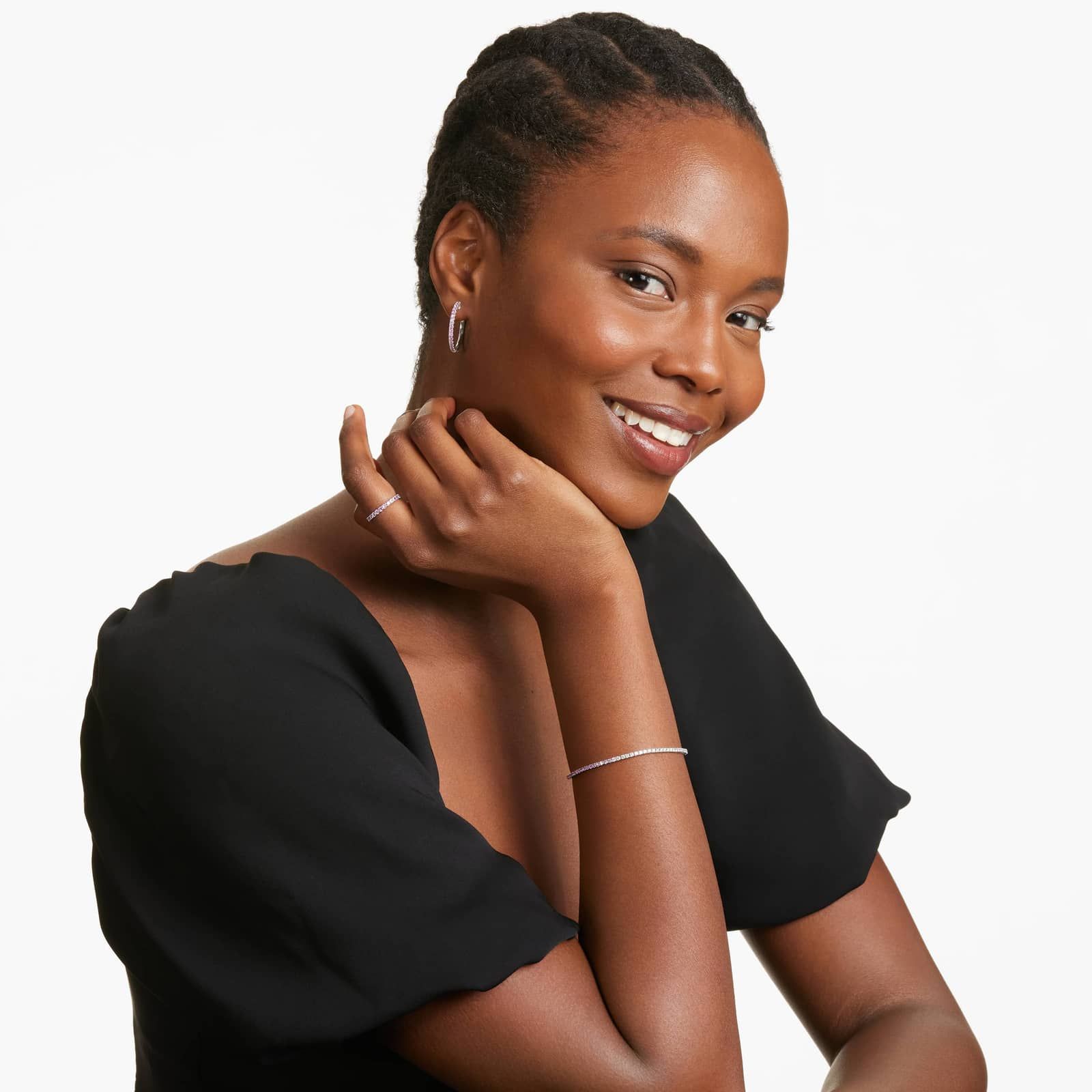 Half And Half Pink Sapphire And Diamond Eternity Ring In 14K White Gold