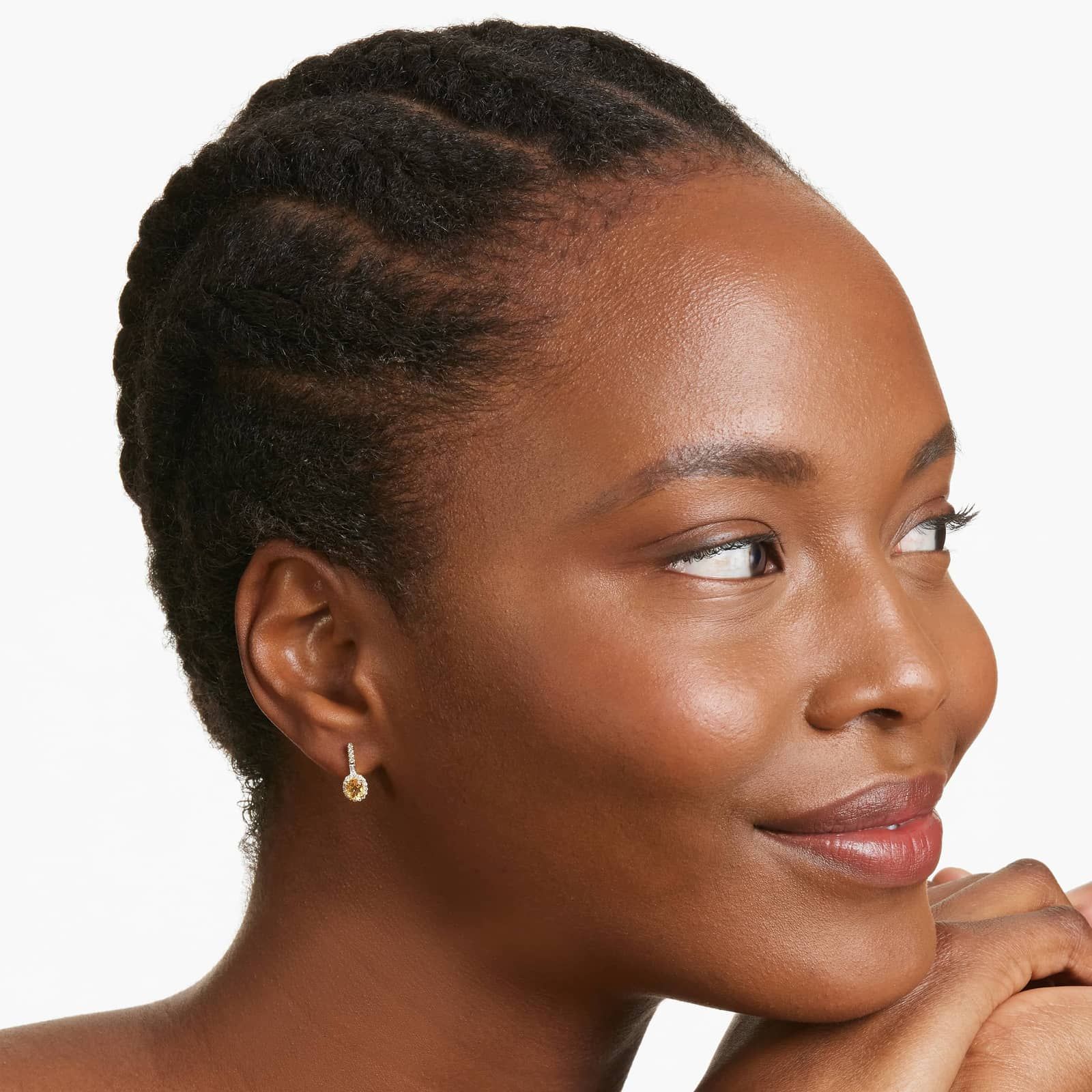 Petite Citrine And Diamond Halo Drop Earrings In 14K Yellow Gold