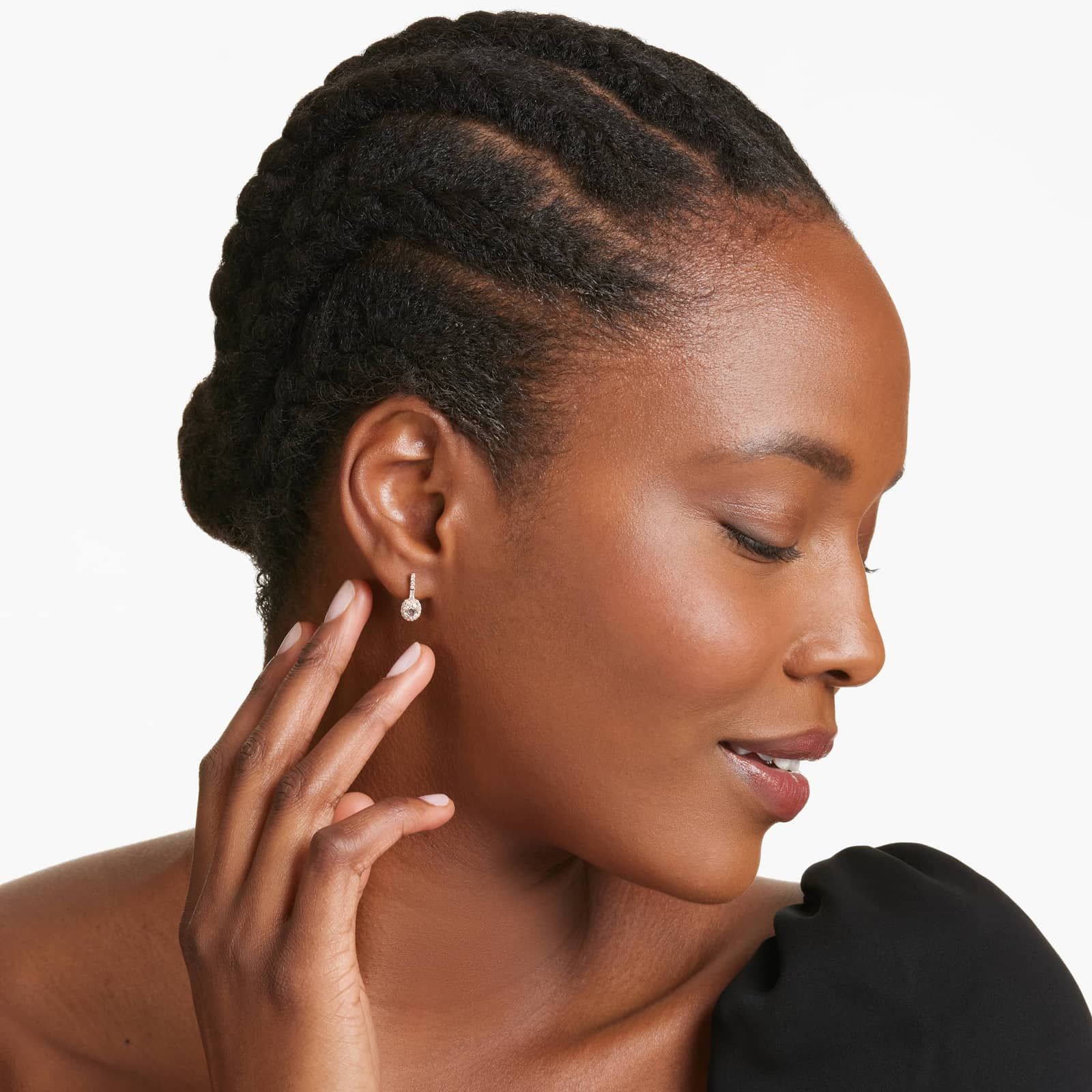 Petite Morganite And Diamond Halo Drop Earrings In 14K Rose Gold