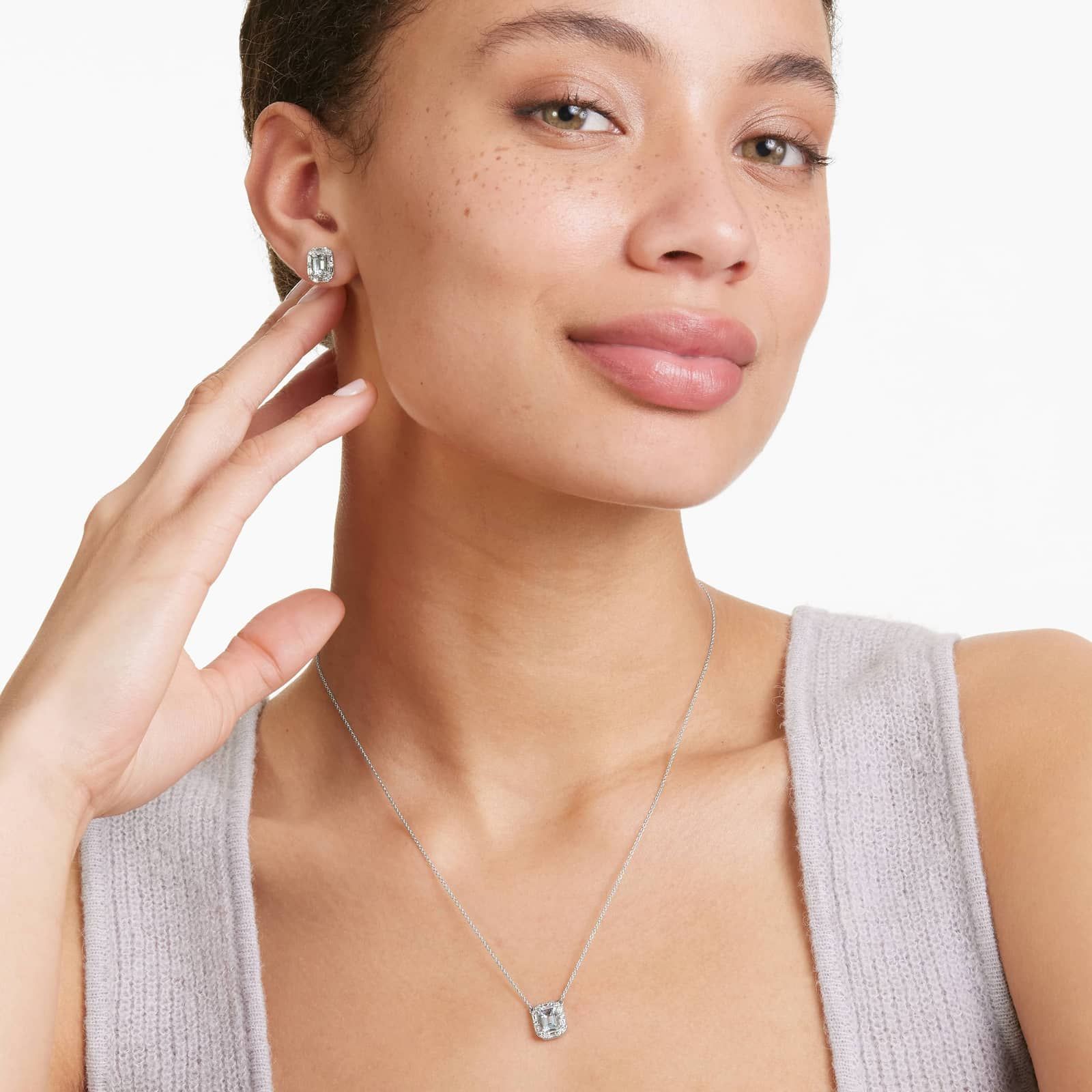 Allure Aquamarine And Diamond Halo Earrings In 14K White Gold