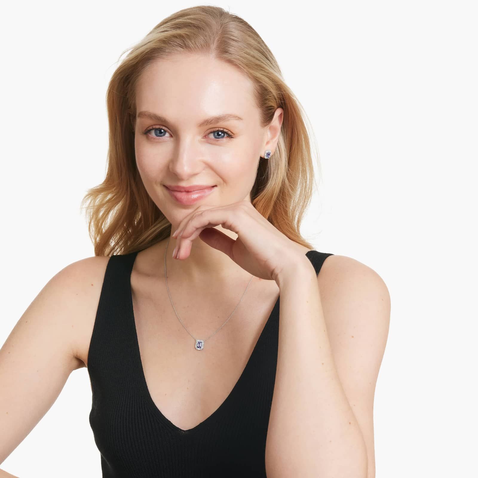 Allure Tanzanite And Diamond Halo Earrings In 14K White Gold