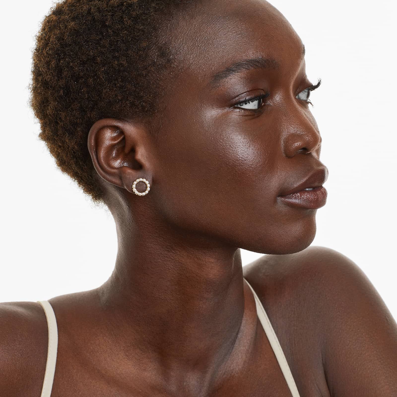 Cultured Freshwater Seed Pearl Open Circle Earrings In 14K Yellow Gold (2.0mm)