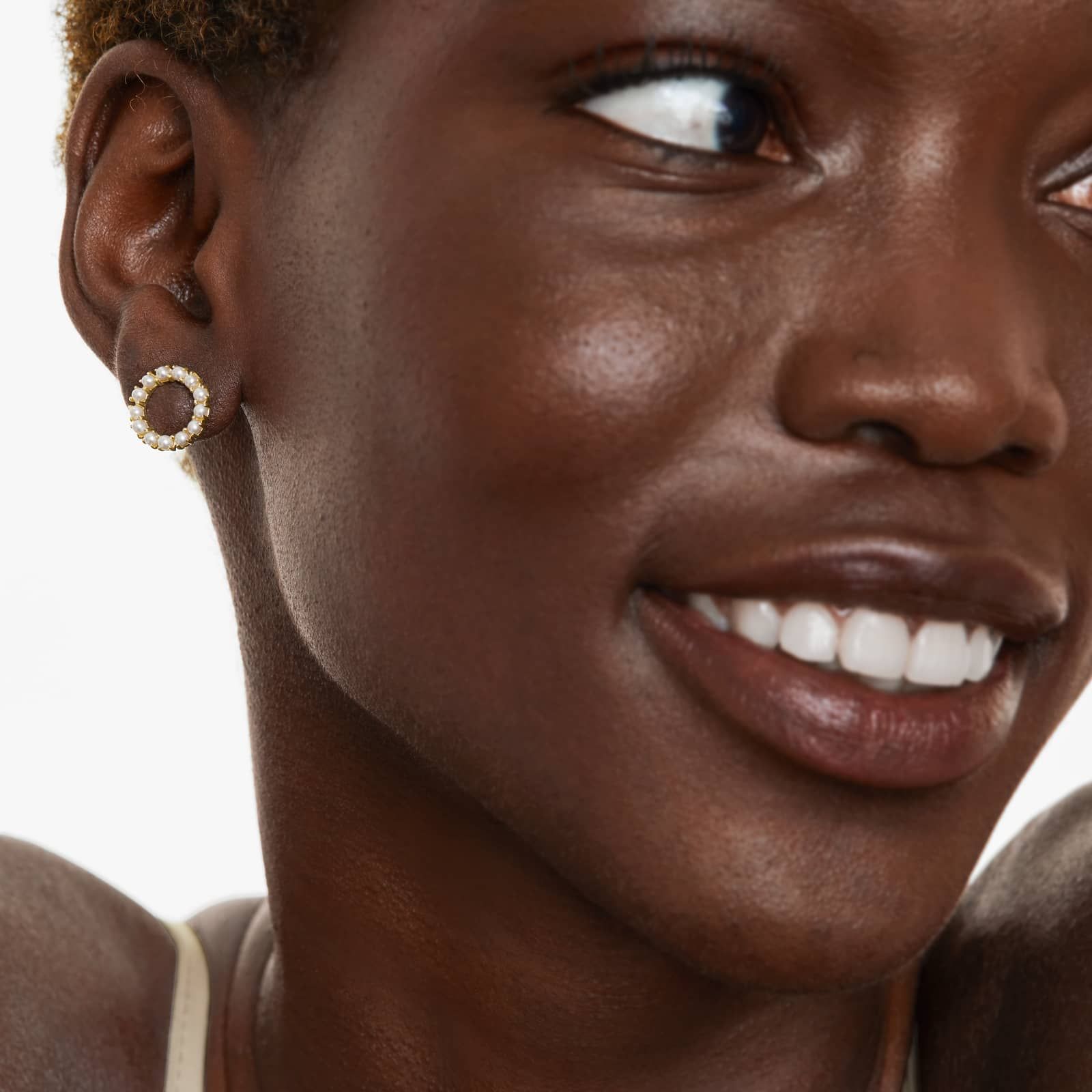 Cultured Freshwater Seed Pearl Open Circle Earrings In 14K Yellow Gold (2.0mm)