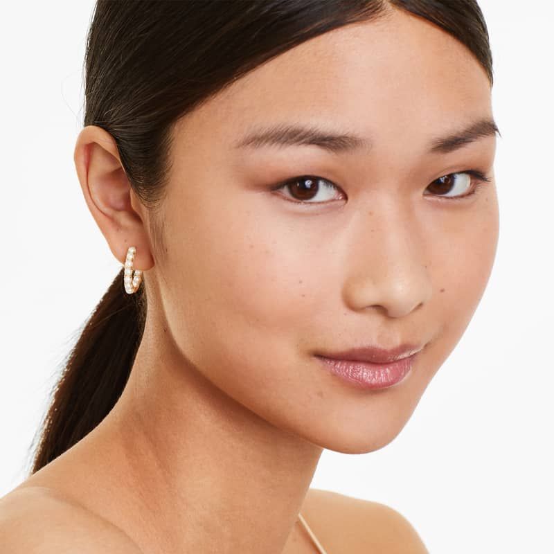 Cultured Freshwater Seed Pearl Hoop Earrings In 14K Yellow Gold (3.0mm)