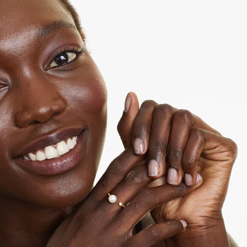 Petite Open Freshwater Cultured Pearl And Diamond Ring In 14K Yellow Gold (6.5-7.0mm)