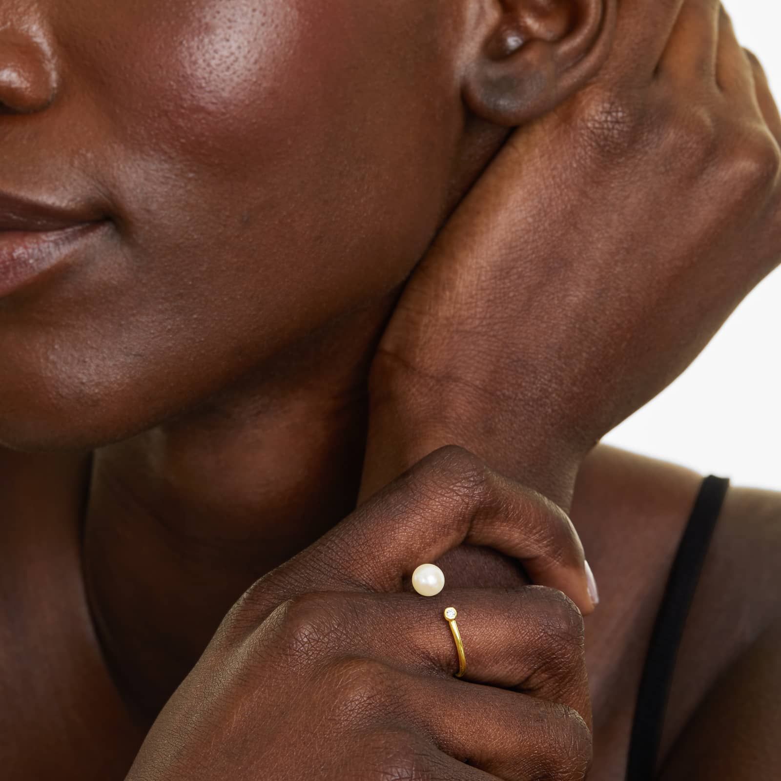 Petite Open Freshwater Cultured Pearl And Diamond Ring In 14K Yellow Gold (6.5-7.0mm)