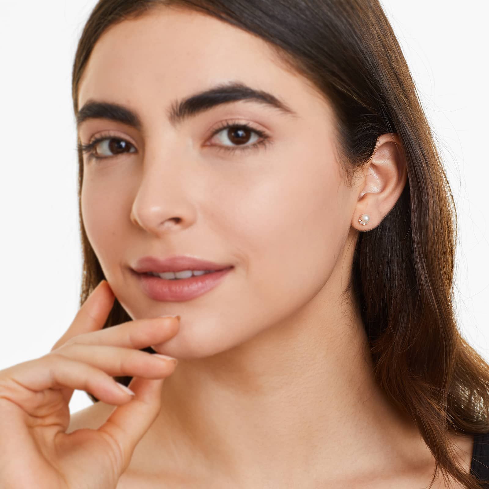 14K Rose Gold Crown Freshwater Pearl and Diamond Earrings