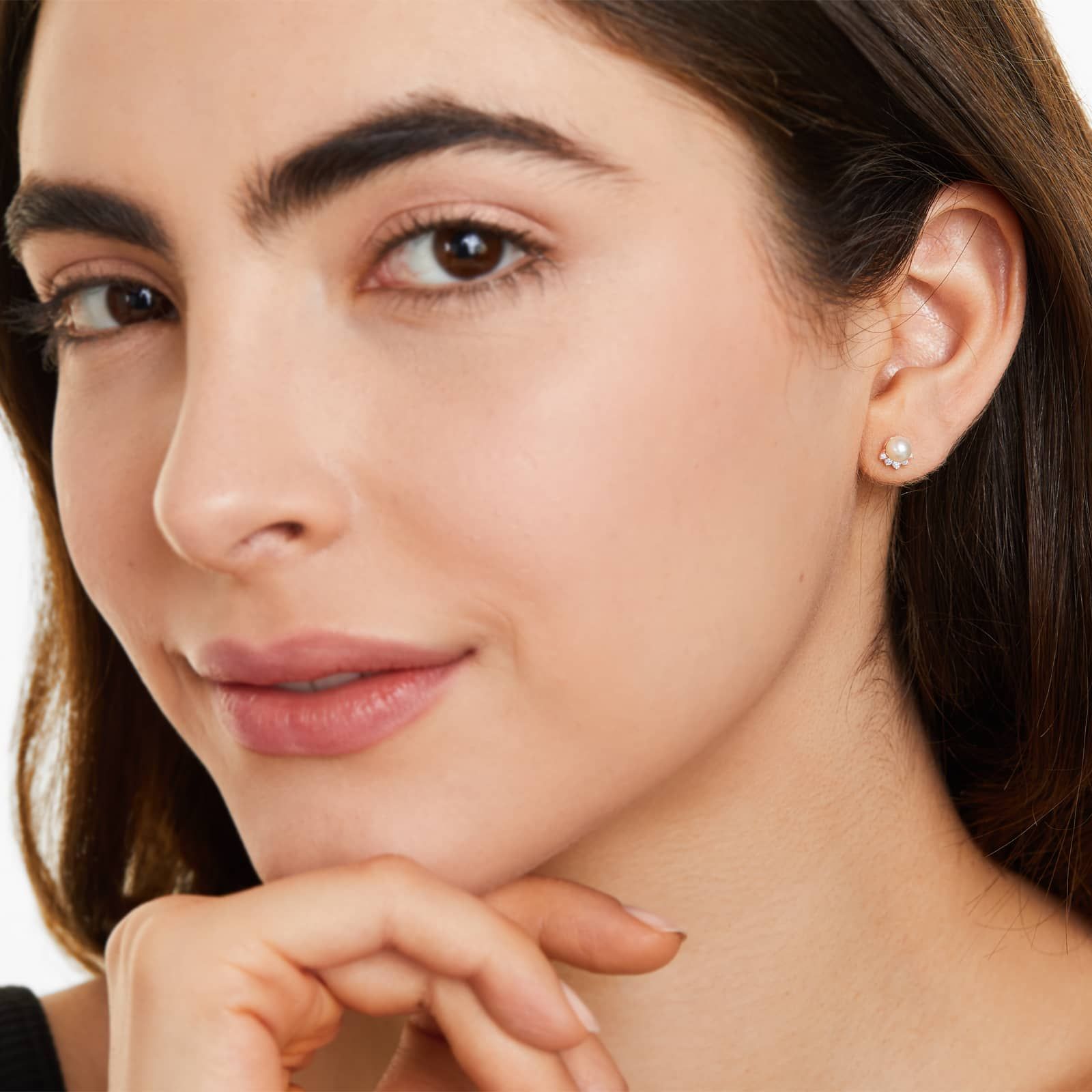 14K Rose Gold Crown Freshwater Pearl and Diamond Earrings