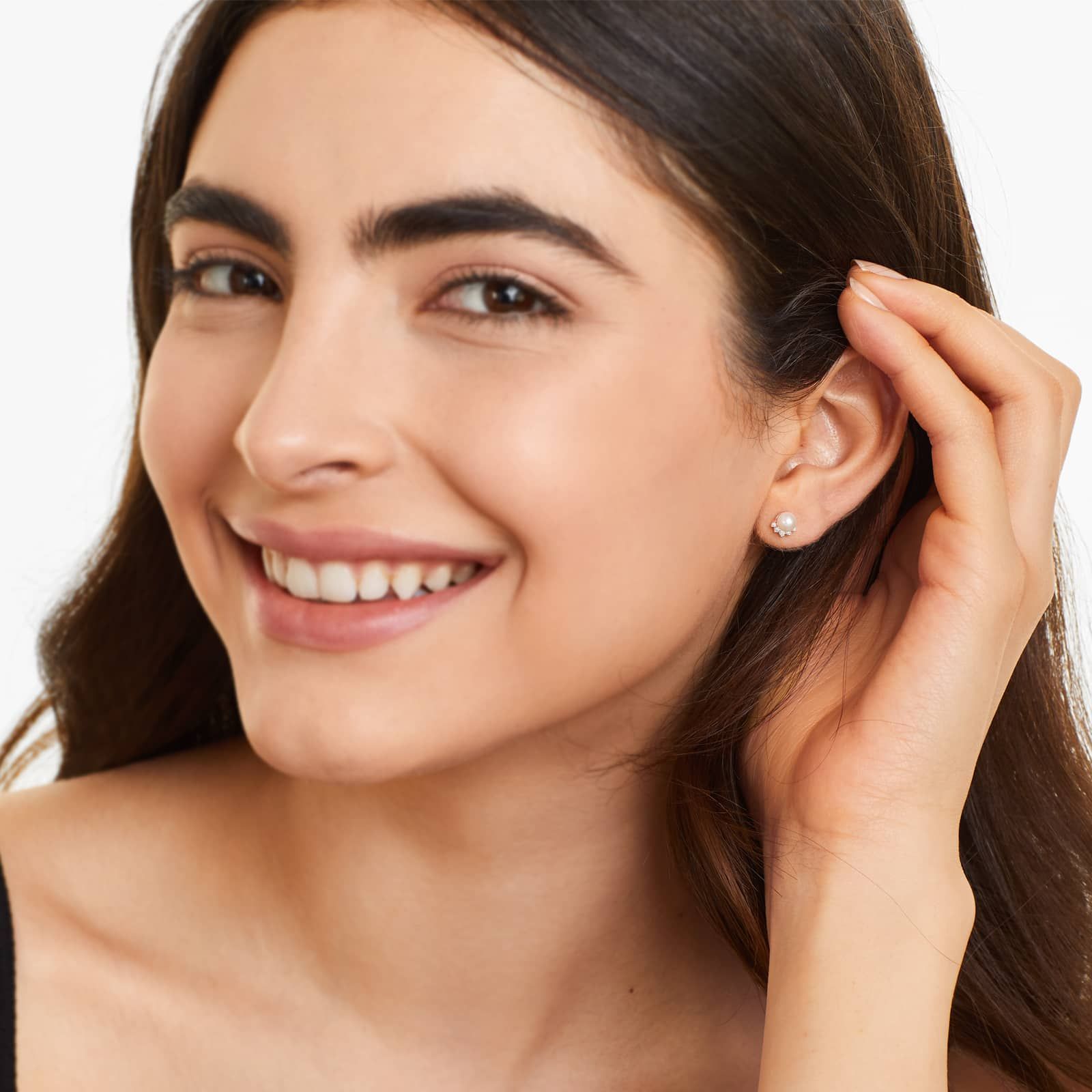 14K Rose Gold Crown Freshwater Pearl and Diamond Earrings