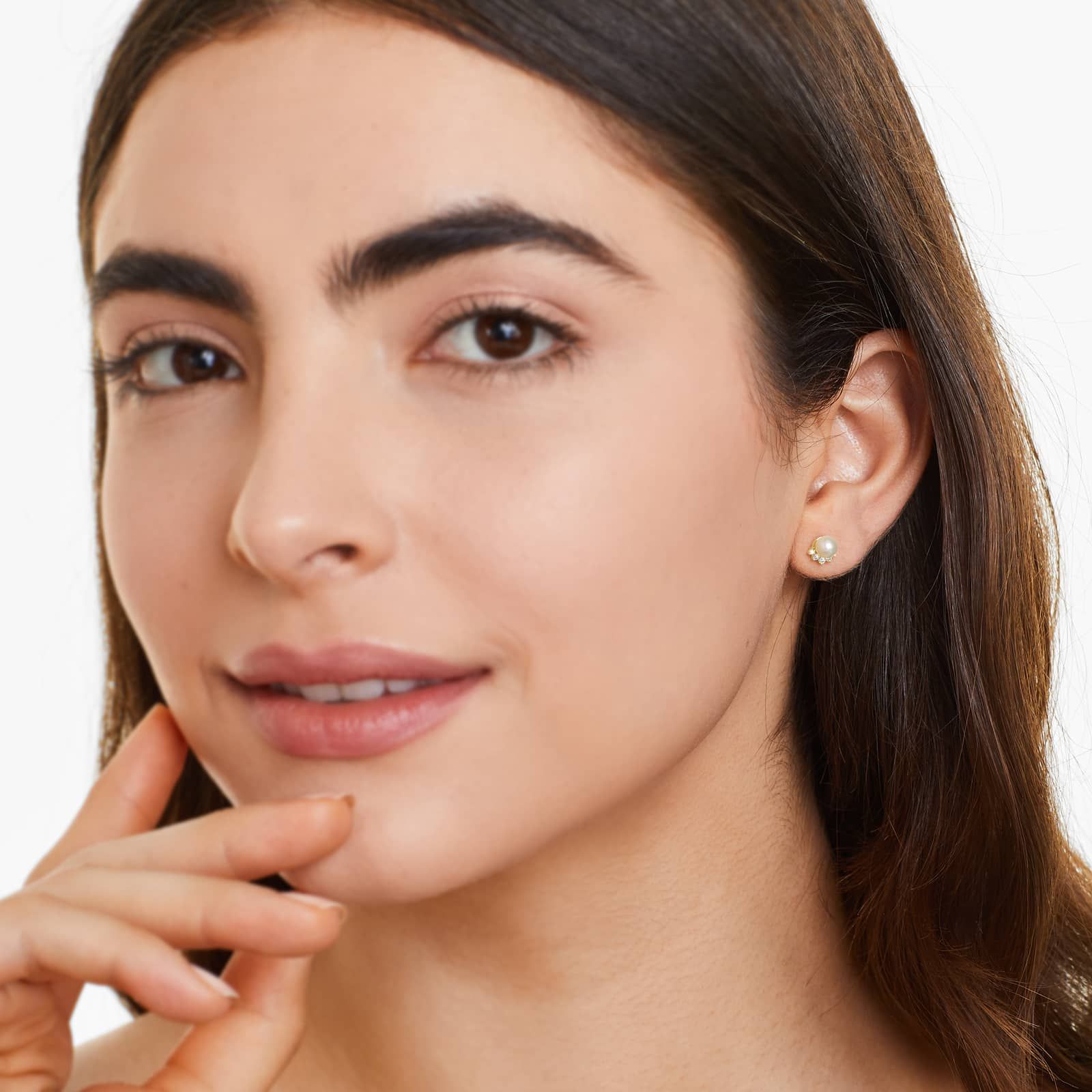 14K Yellow Gold Crown Freshwater Pearl and Diamond Earrings