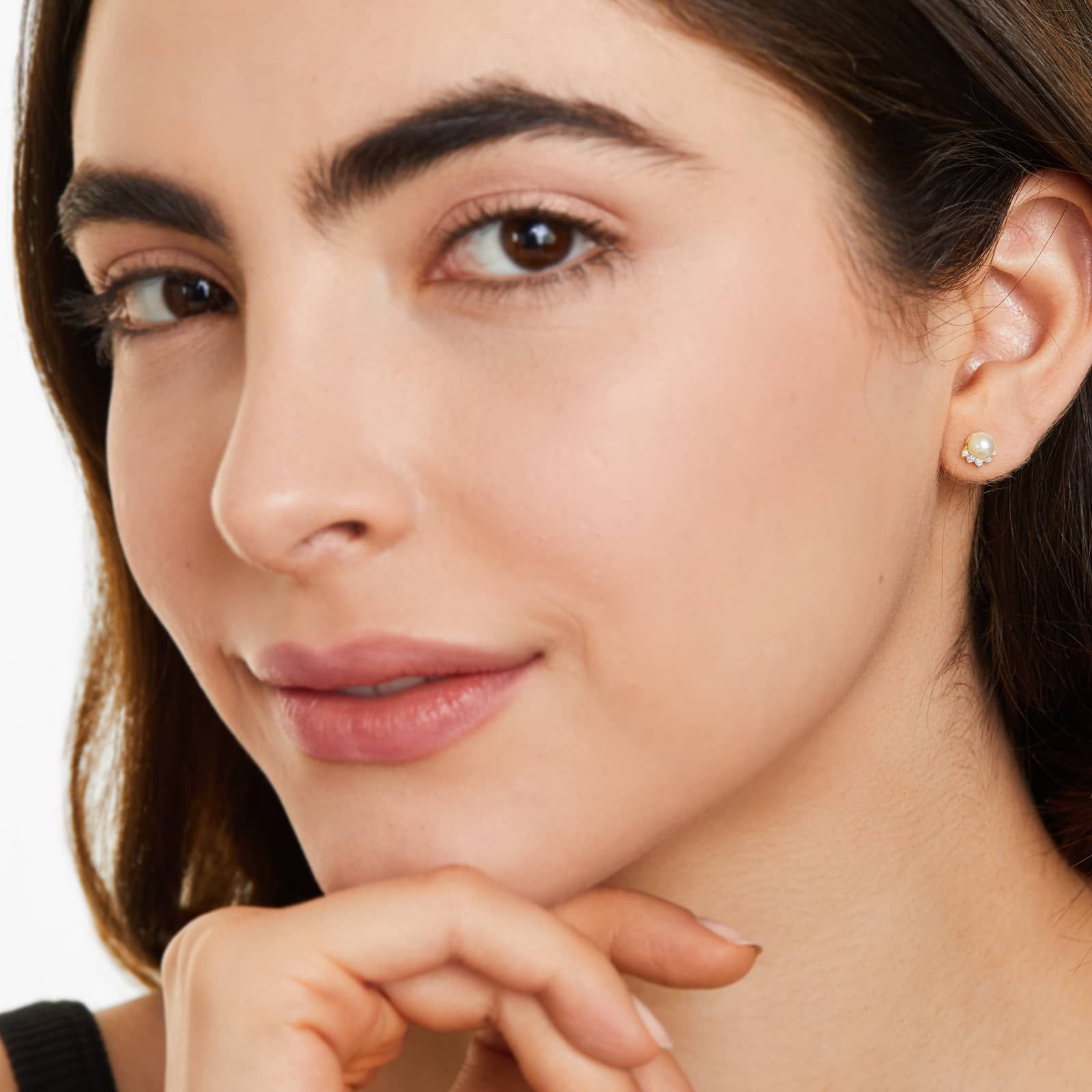 14K Yellow Gold Crown Freshwater Pearl and Diamond Earrings