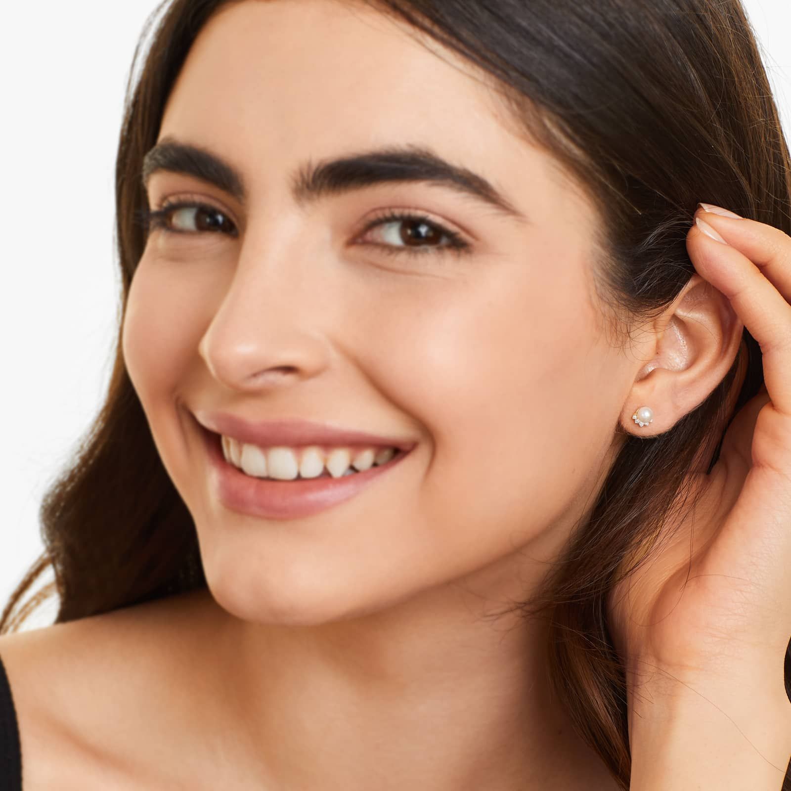 14K Yellow Gold Crown Freshwater Pearl and Diamond Earrings