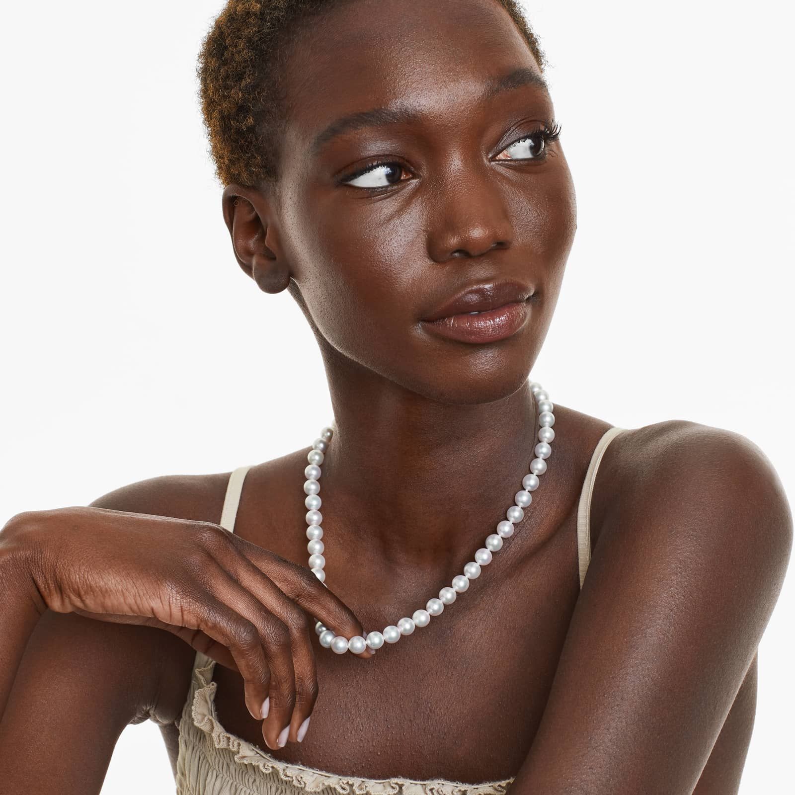 14K Yellow Gold Akoya Cultured Pearl Ball Clasp 18" Necklace (8.0-8.5mm)