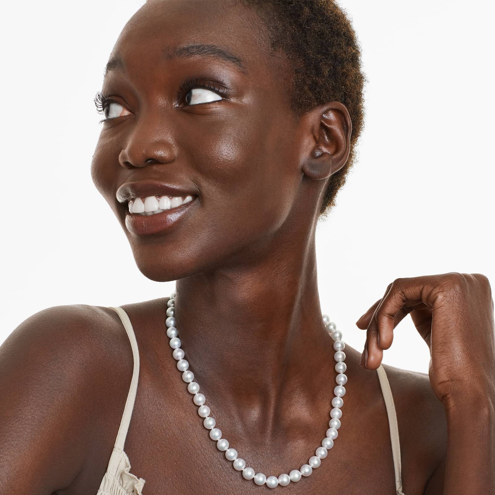 14K Yellow Gold Akoya Cultured Pearl Ball Clasp 18" Necklace (8.0-8.5mm)