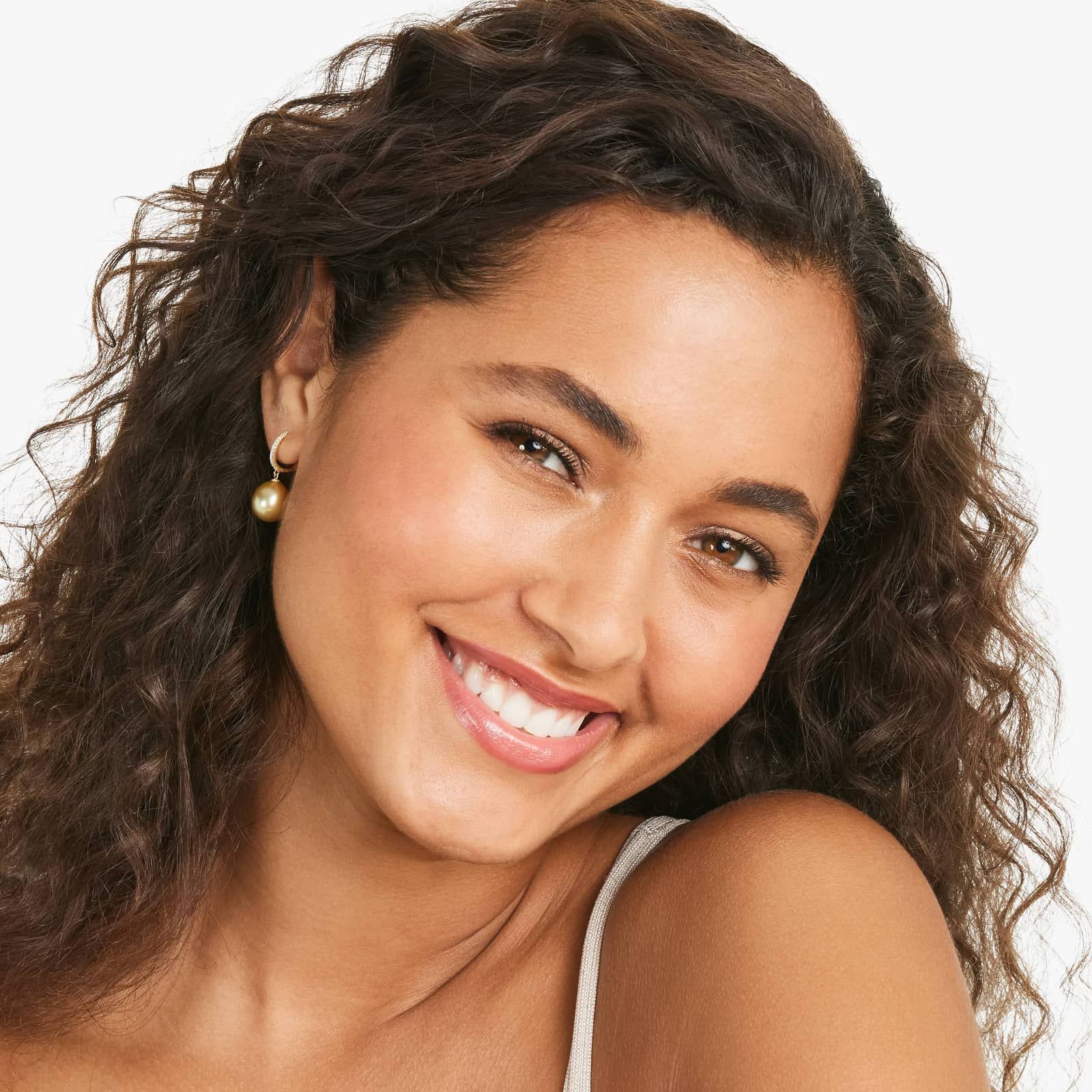 Cultured South Sea Pearl And Diamond Drop Earrings In 14K Yellow Gold (10.0-11.0mm)