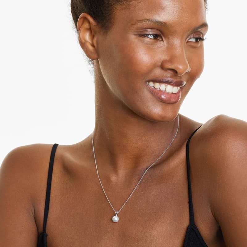 14K White Gold Freshwater Cultured Pearl Necklace (8.5-9.0mm)