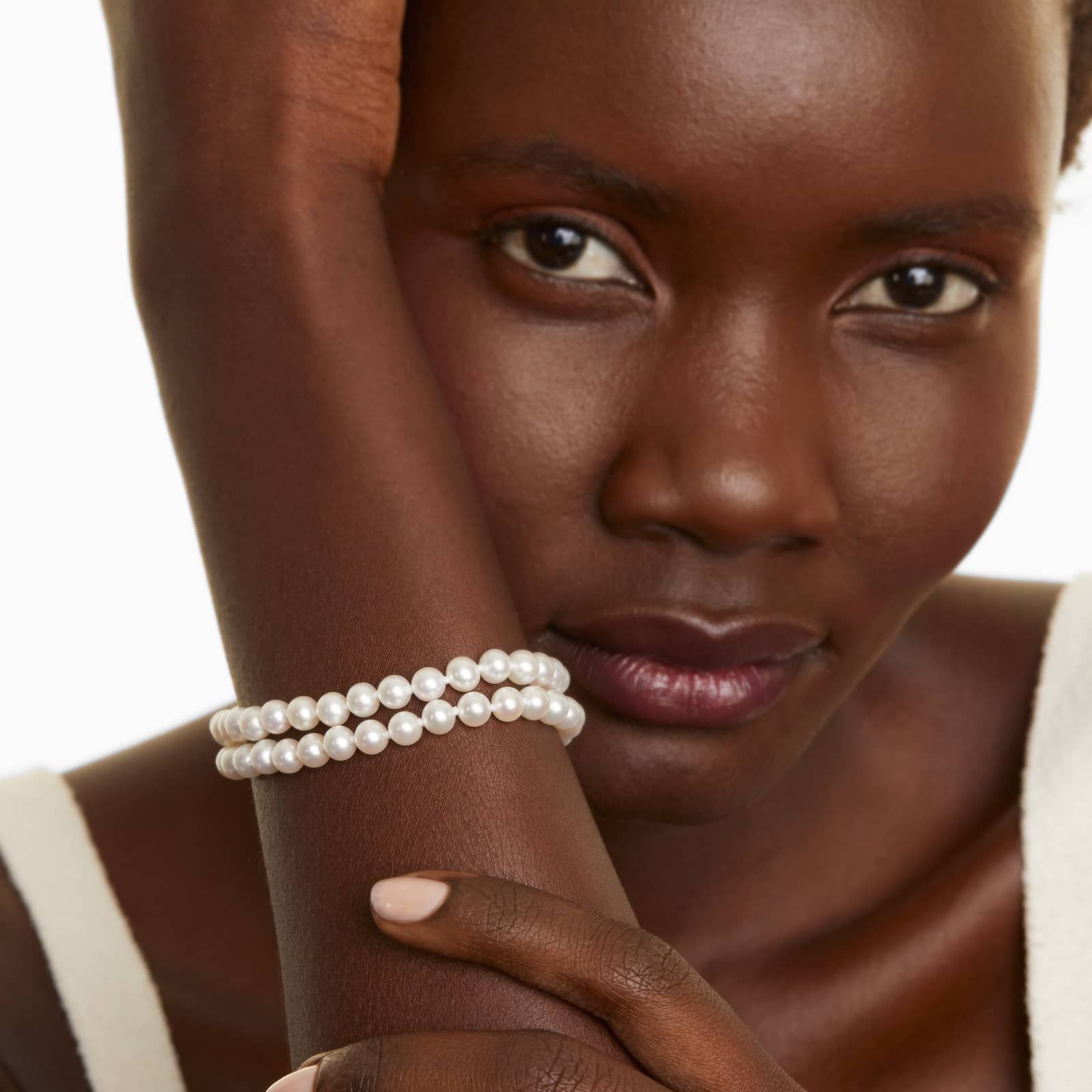 Freshwater Cultured Pearl Double Strand Bracelet In 14K Yellow Gold