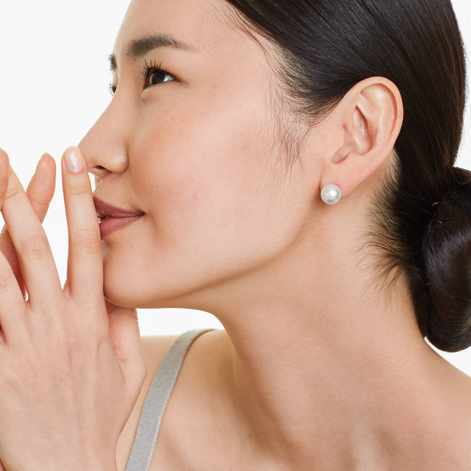 Cultured South Sea Pearl Earrings In 14K White Gold (10.0-10.5mm)