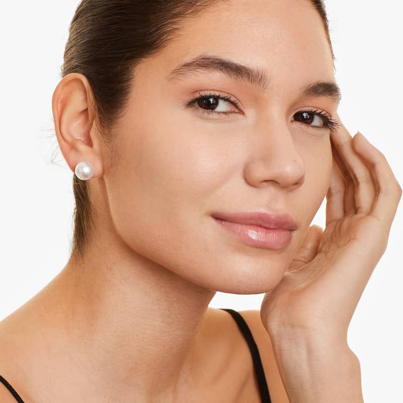 Cultured South Sea Pearl Earrings In 14K White Gold (11.0-11.5mm)