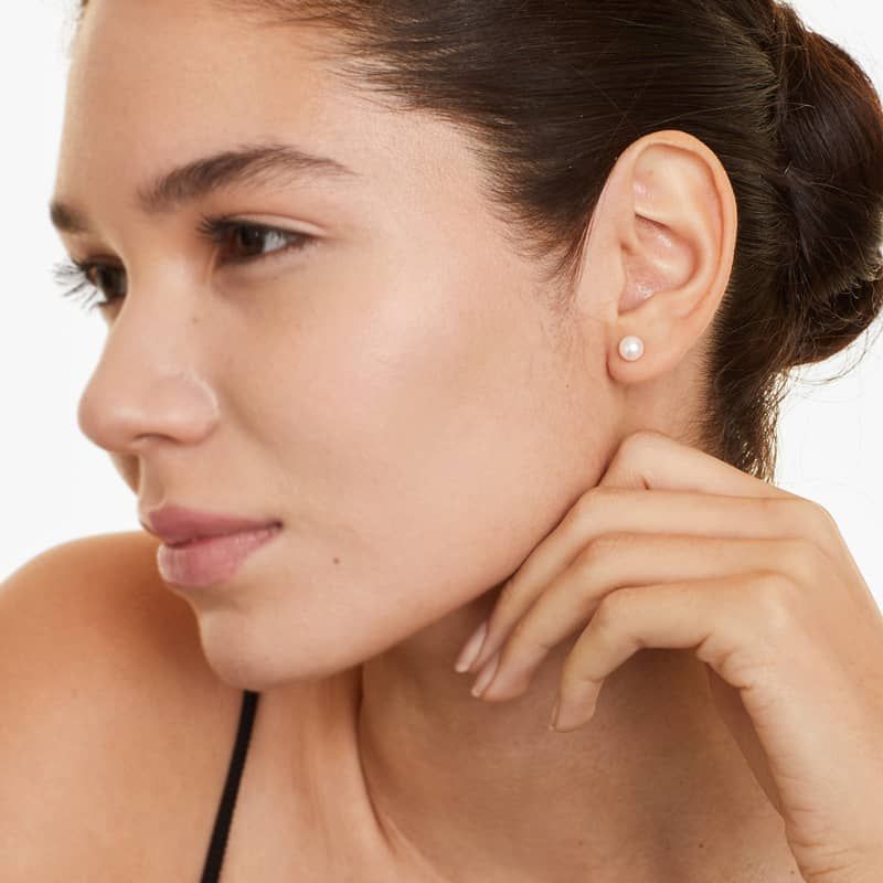 Cultured Akoya Pearl Earrings In 14K White Gold (6.0-6.5mm)