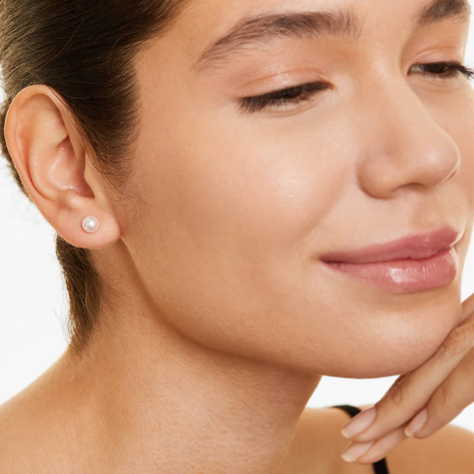 Cultured Akoya Pearl Earrings In 14K White Gold (6.0-6.5mm)