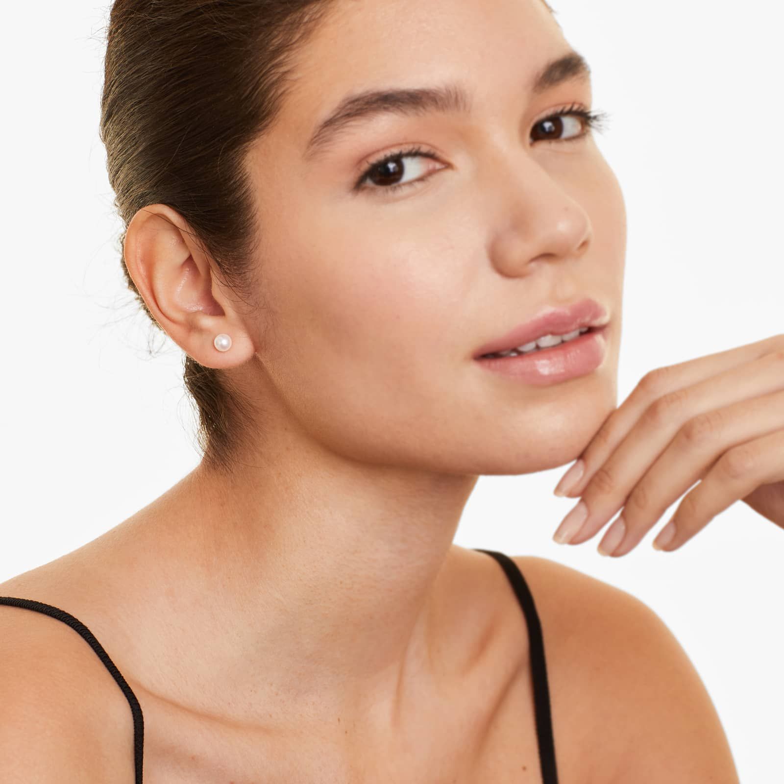 Cultured Akoya Pearl Earrings In 14K White Gold (6.0-6.5mm)