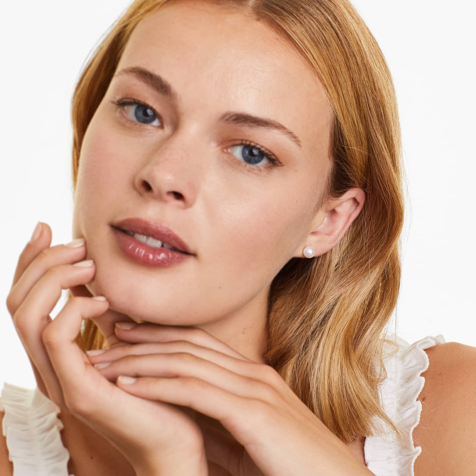 Cultured Akoya Pearl Earrings In 14K White Gold (6.5-7.0mm)