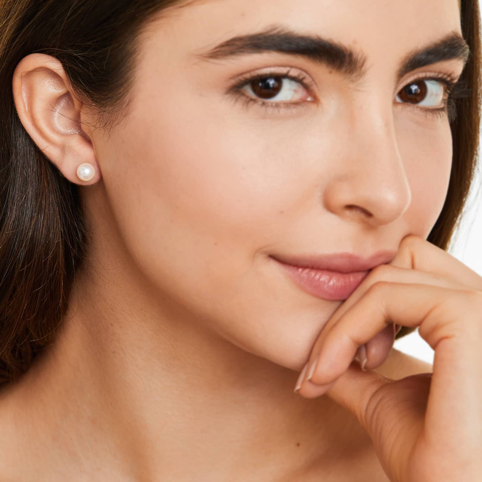 Cultured Akoya Pearl Earrings In 14K White Gold (7.0-7.5mm)