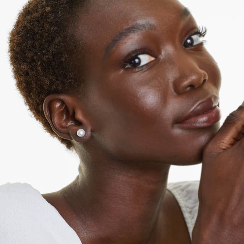 Cultured Akoya Pearl Earrings In 14K White Gold (7.5-8.0mm)