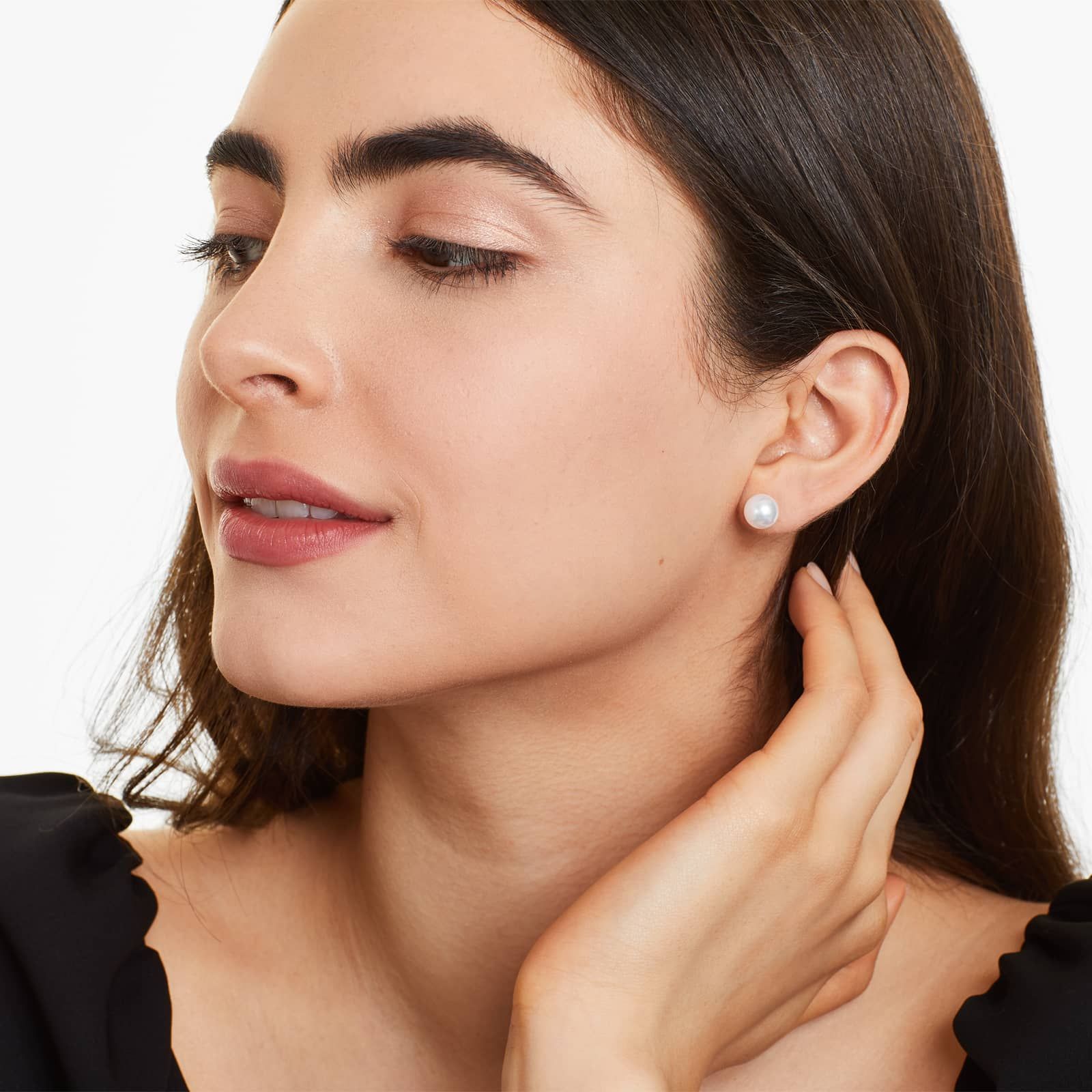 Cultured Akoya Pearl Earrings In 14K White Gold (8.0-8.5mm)