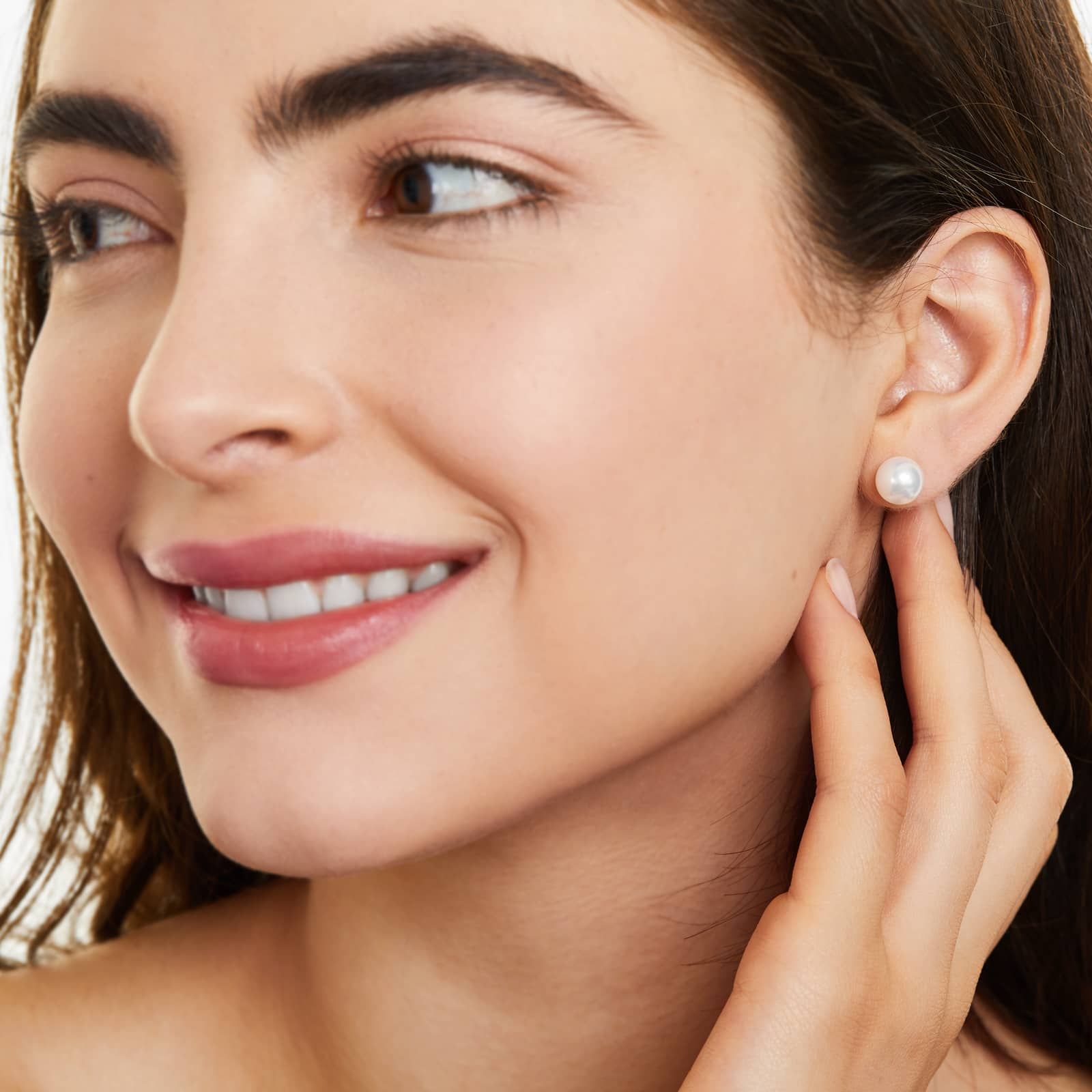 Cultured Akoya Pearl Earrings In 14K White Gold (8.0-8.5mm)