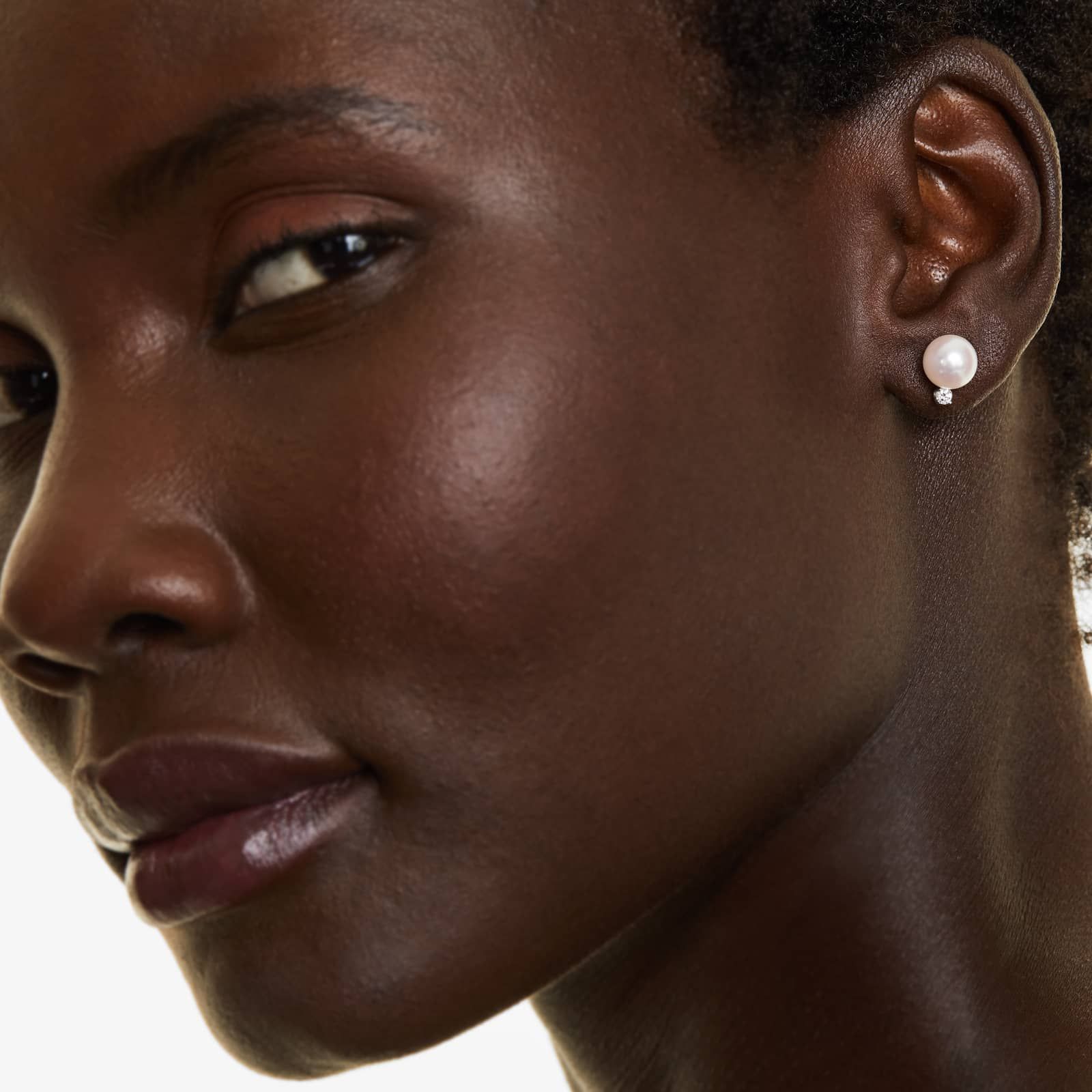 Cultured Akoya Pearl And Diamond Earrings In 14K White Gold (7.5-8.0mm)