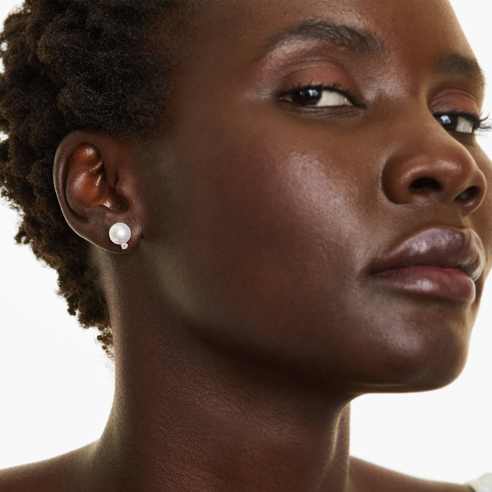 Cultured Akoya Pearl And Diamond Earrings In 14K White Gold (8.0-8.5mm)