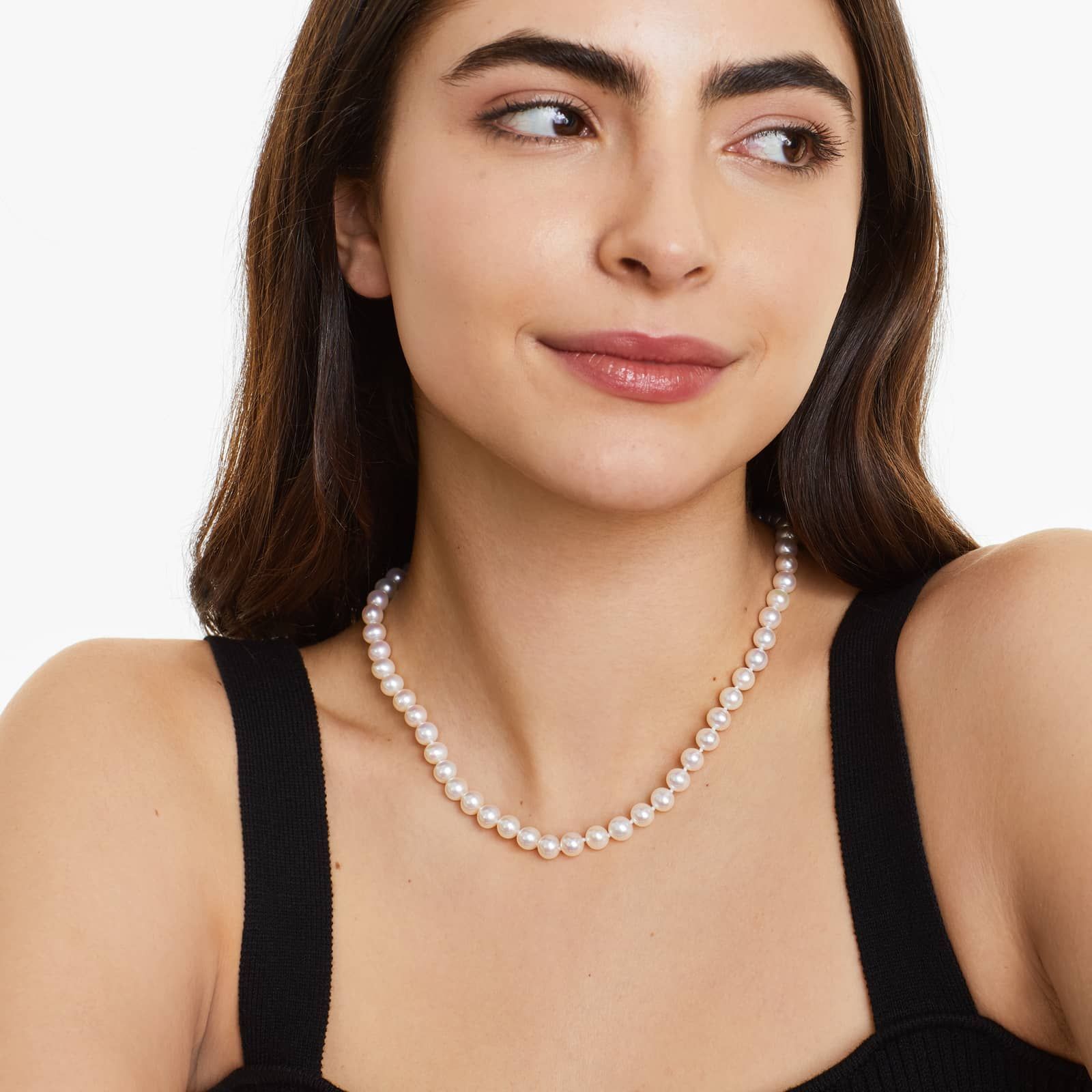 14K Yellow Gold Freshwater Cultured Pearl Fish Clasp 18" Necklace (7.0-8.0mm)