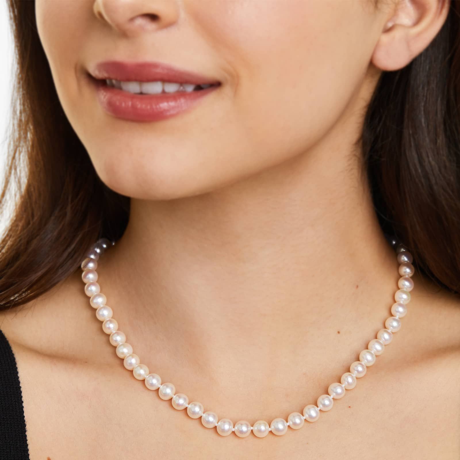 14K Yellow Gold Freshwater Cultured Pearl Fish Clasp 18" Necklace (7.0-8.0mm)