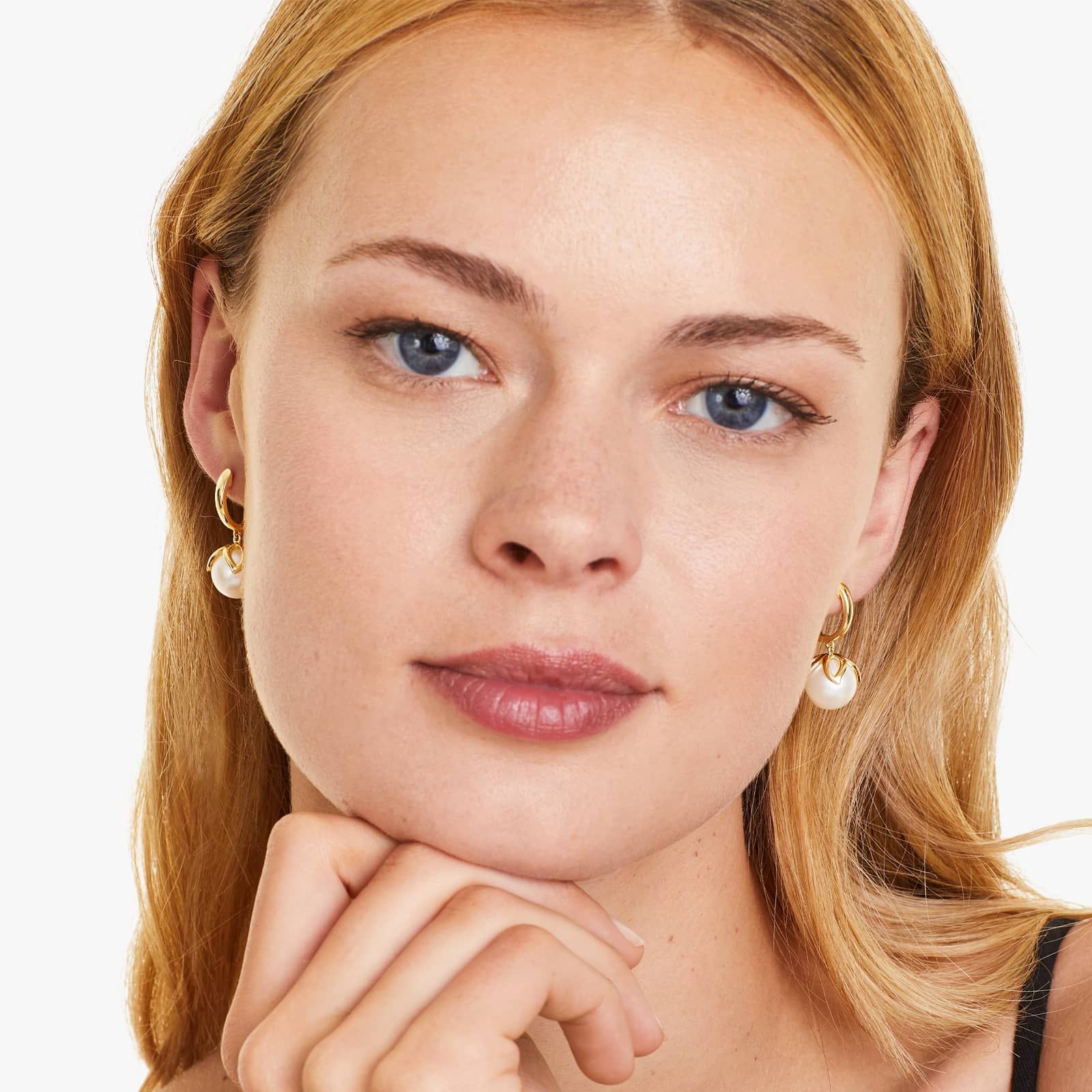 Cultured Freshwater Pearl Wire Leaf Earrings In 14K Yellow Gold (11-12 mm)