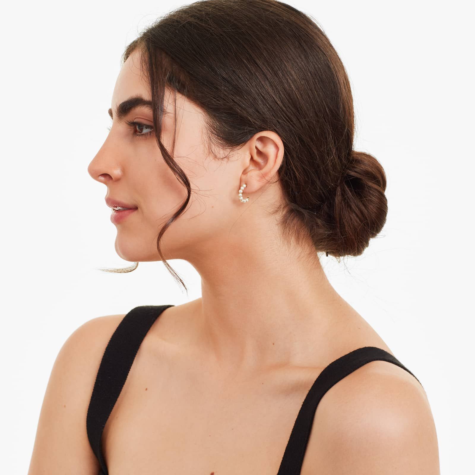 Cultured Freshwater Pearl Open Hoop Earrings In 14K Yellow Gold