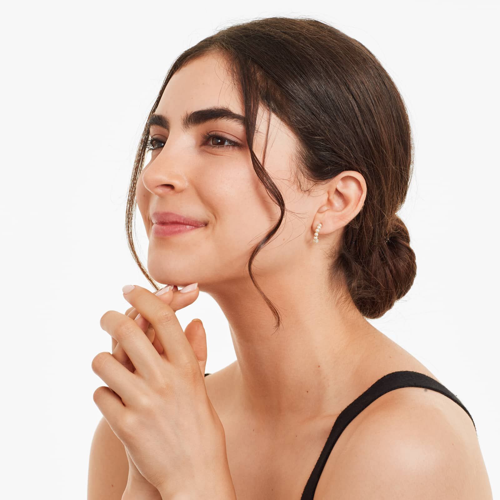 Cultured Freshwater Pearl Open Hoop Earrings In 14K Yellow Gold