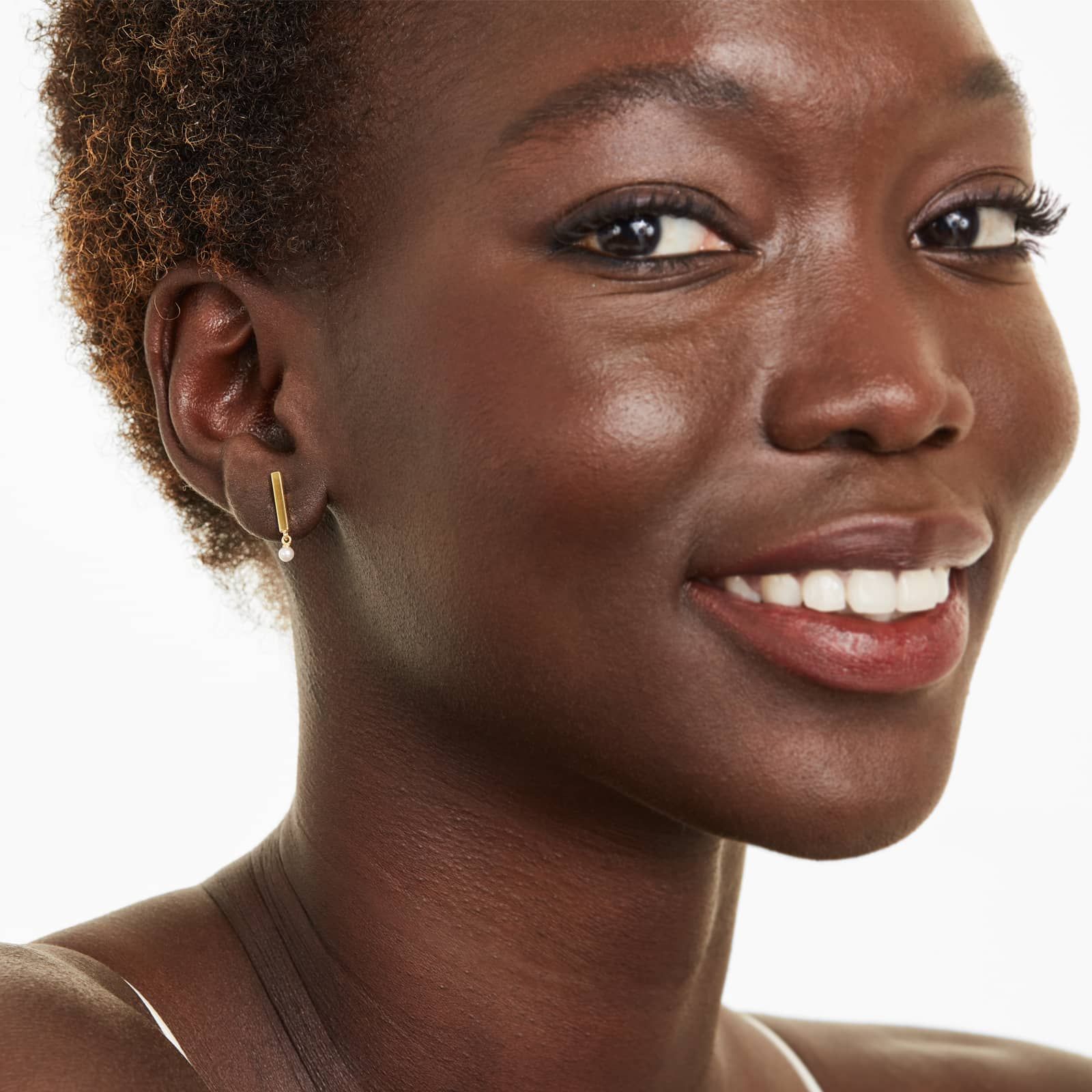 Cultured Freshwater Seed Pearl Bar Earrings In 14K Yellow Gold