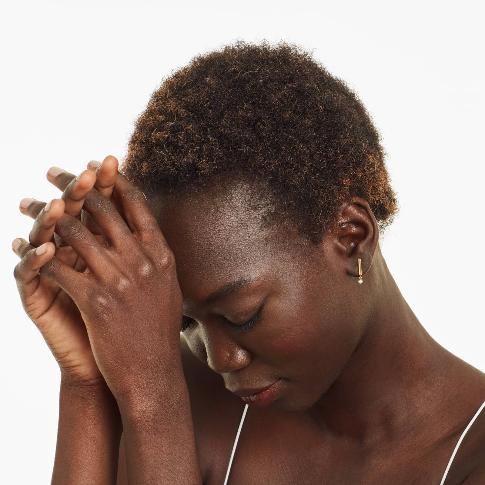 Cultured Freshwater Seed Pearl Bar Earrings In 14K Yellow Gold