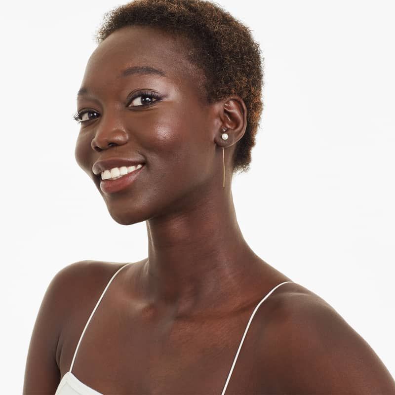 Cultured Freshwater Pearl Threader Earrings In 14K Yellow Gold