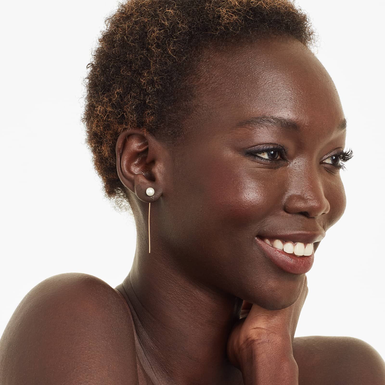 Cultured Freshwater Pearl Threader Earrings In 14K Yellow Gold