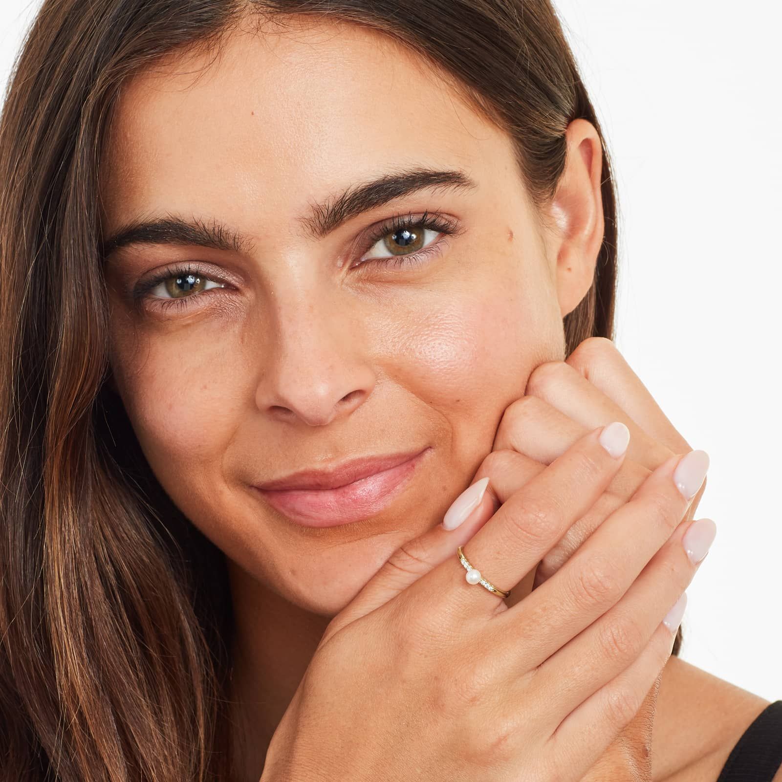 14K Yellow Gold Freshwater Cultured Pearl and Diamond Ring